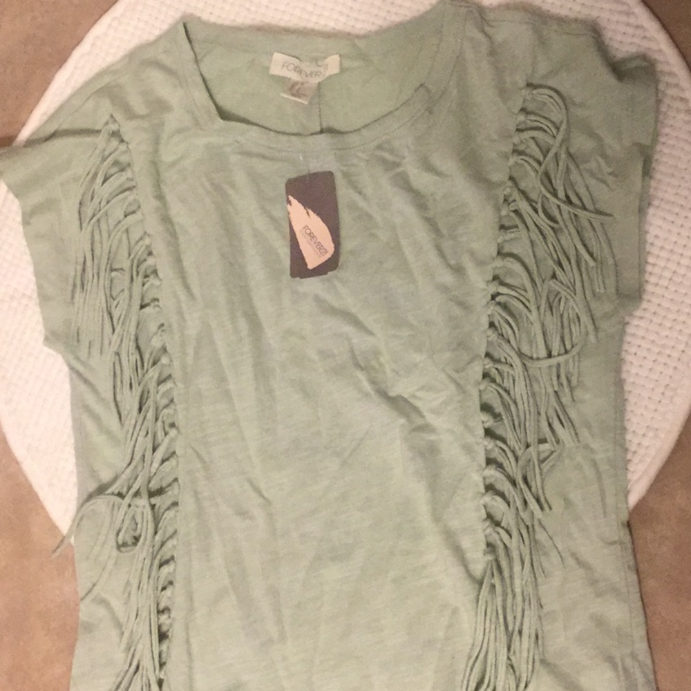 Mint Fringe Tee